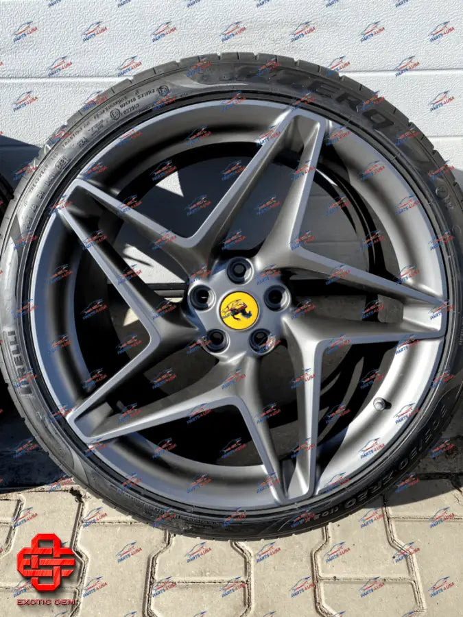 FERRARI F8 WHEELS SET 20 INCH FORGED MATTE CORSA GRAY OEM
