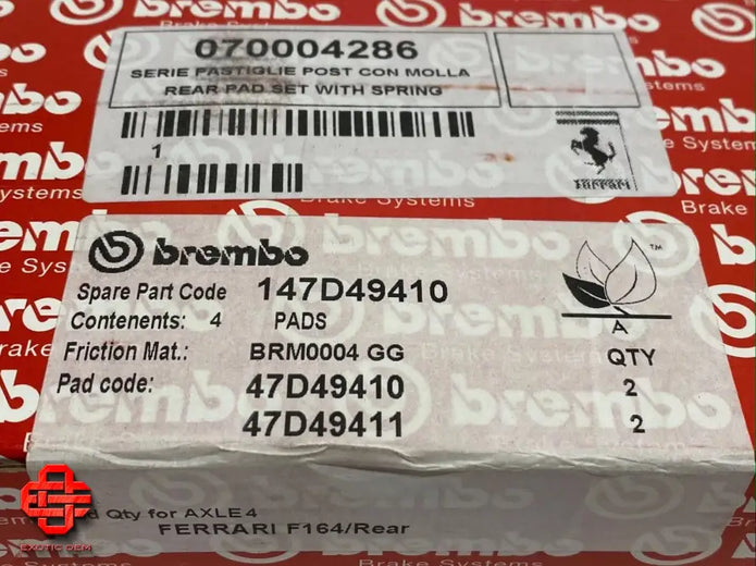 FERRARI ROMA PORTOFINO REAR BRAKE PAD KIT OF REAR PAD SET PADS