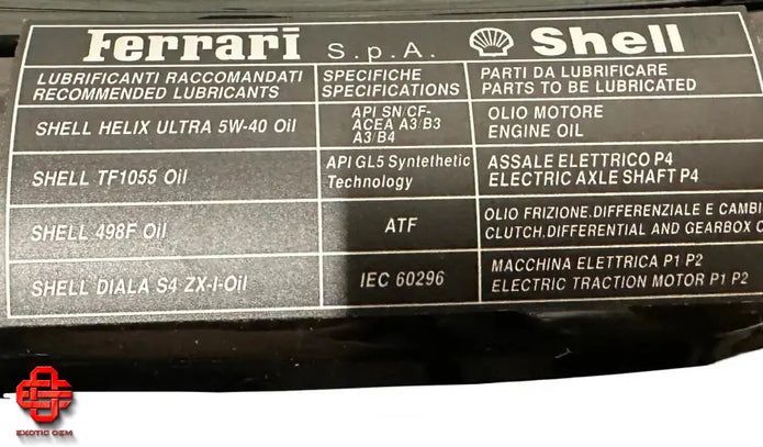 FERRARI SF90 SPIDER WINDOW GLASS ENGINE COMPARTMENT LID WINDOW GLASS