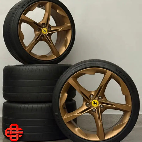 FERRARI SF90 WHEELS & TYRE SETS - BLACK AND GOLD