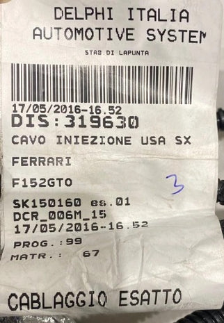 FERRARI F12 TDF ENGINE WIRING HARNESS