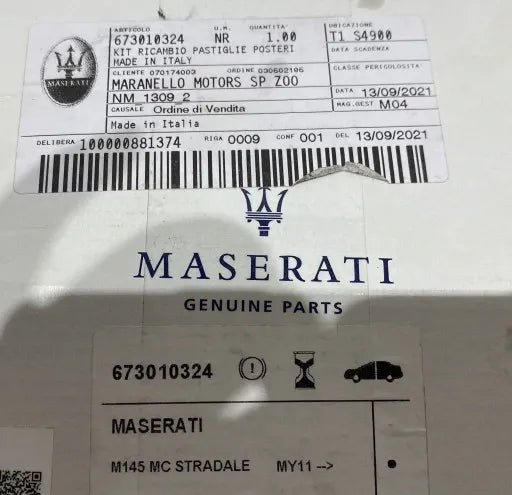 MASERATI GRANTURISMO REAR PADS