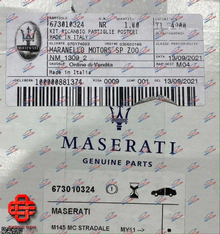 MASERATI GRANTURISMO MC STRADALE REAR BRAKE PAD KIT