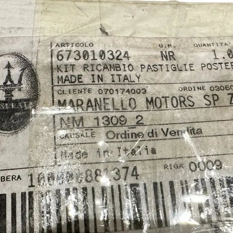 MASERATI GRANTURISMO REAR BRAKE PAD KIT OF REAR BRAKE PADS