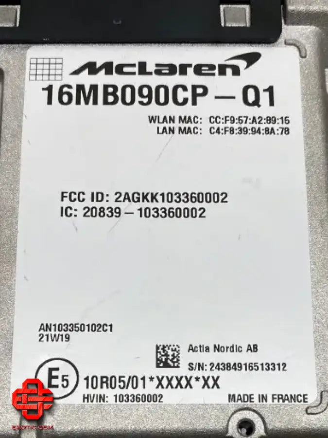 MCLAREN IGNITION UNIT