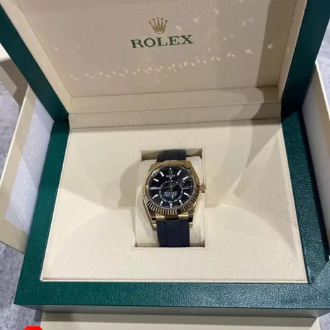 ROLEX SKY-DWELLER 42MM YELLOW GOLD OYSTERFLEX BLACK DIAL YELLOW GOLD