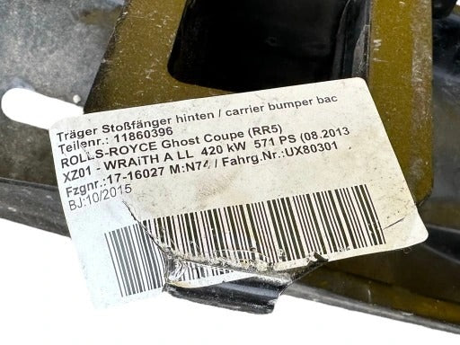 ROLLS ROYCE GHOST WRAITH DAWN REAR BEAM FRAME REINFORCEMENT